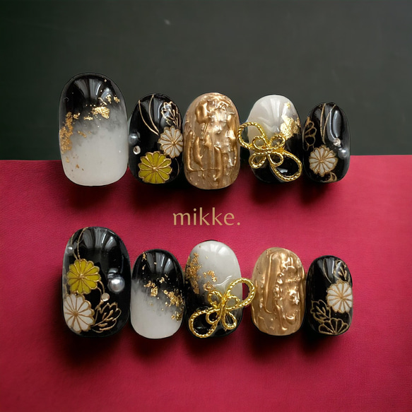 カラー変更無料 】ネイルチップ〔 mikke. 〕 / 和風 和装 袴 成人式  