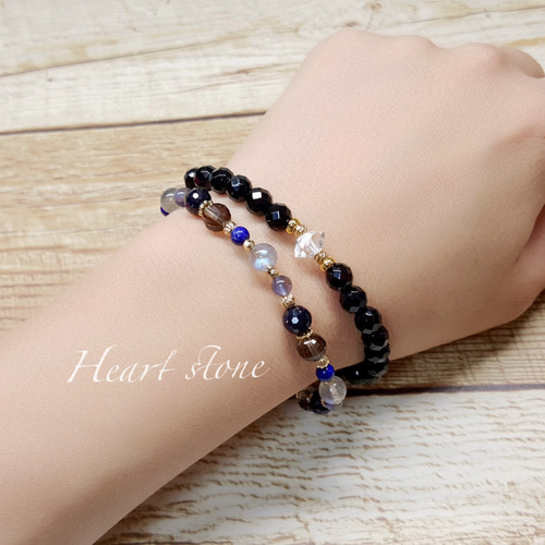 美しい輝き♢﻿希少なハーキマーダイヤモンドとブラックオニキスの