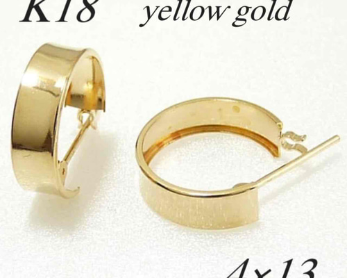 ピアス 金属アレルギー 18K 10mm 甲丸 セカンドピアス フープ