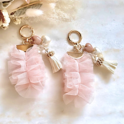 ぷっくりハートフラワーカプセルキーホルダーチャーム キーリング