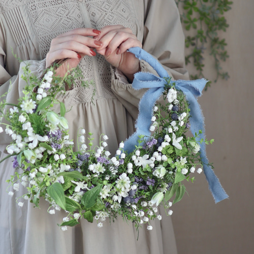 すずらんのリースブーケ ブートニア付き アーティフィシャルフラワー