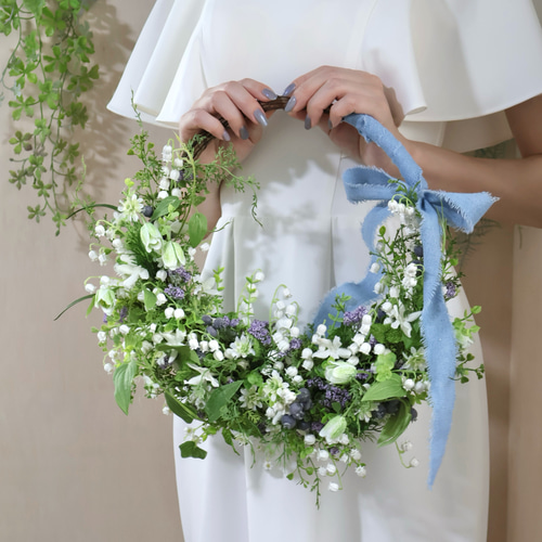すずらんのリースブーケ ブートニア付き アーティフィシャルフラワー