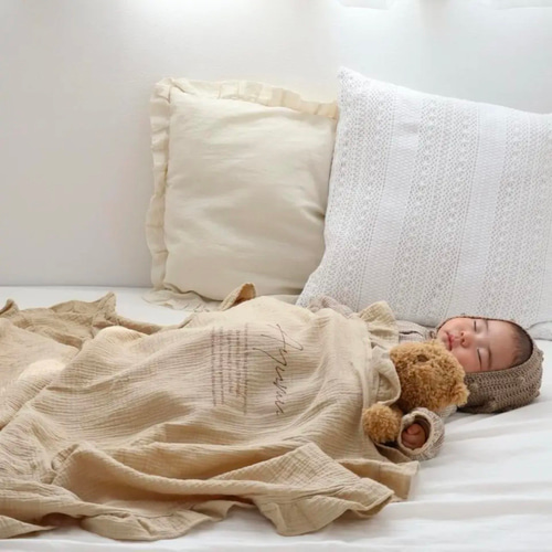 3営業日発送 名入れ フリルガーゼブランケット ホワイト おくるみ