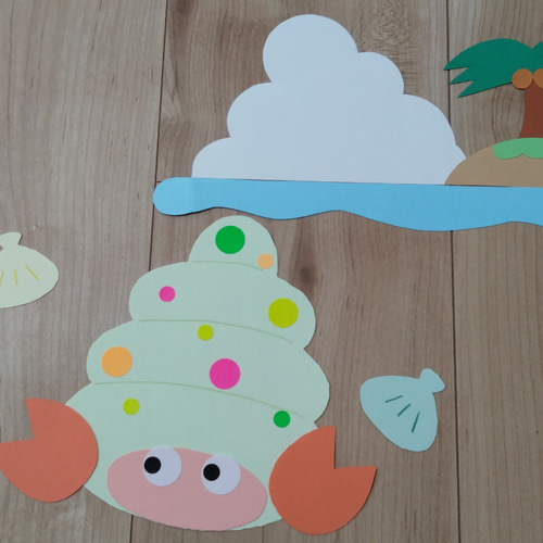 ■やどかり■　ハンドメイド商品 夏 製作『ヤドカリ』製作キット10組＋小さな島 切り絵 はるいろ＊ 通販