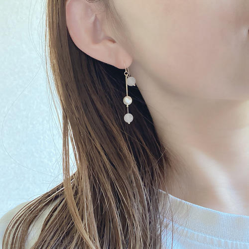 trio]P52 rose quartz ピアス（フック・チェーン） CRUX 通販 17750878