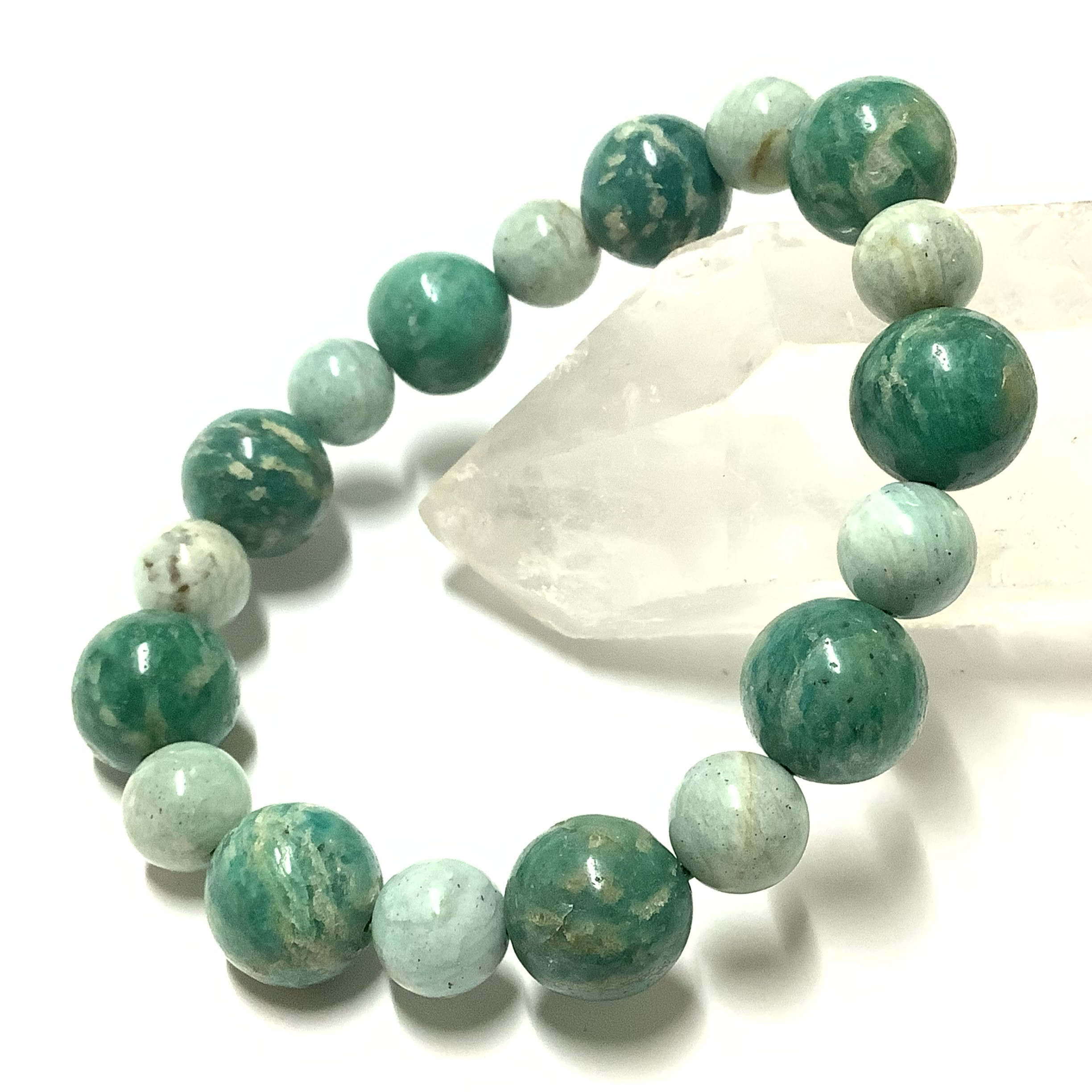 激レア☆一点物 ヒーリングストーン 天然石 ロシア産 ロシアアマゾナイト＆アマゾナイト ブレスレット