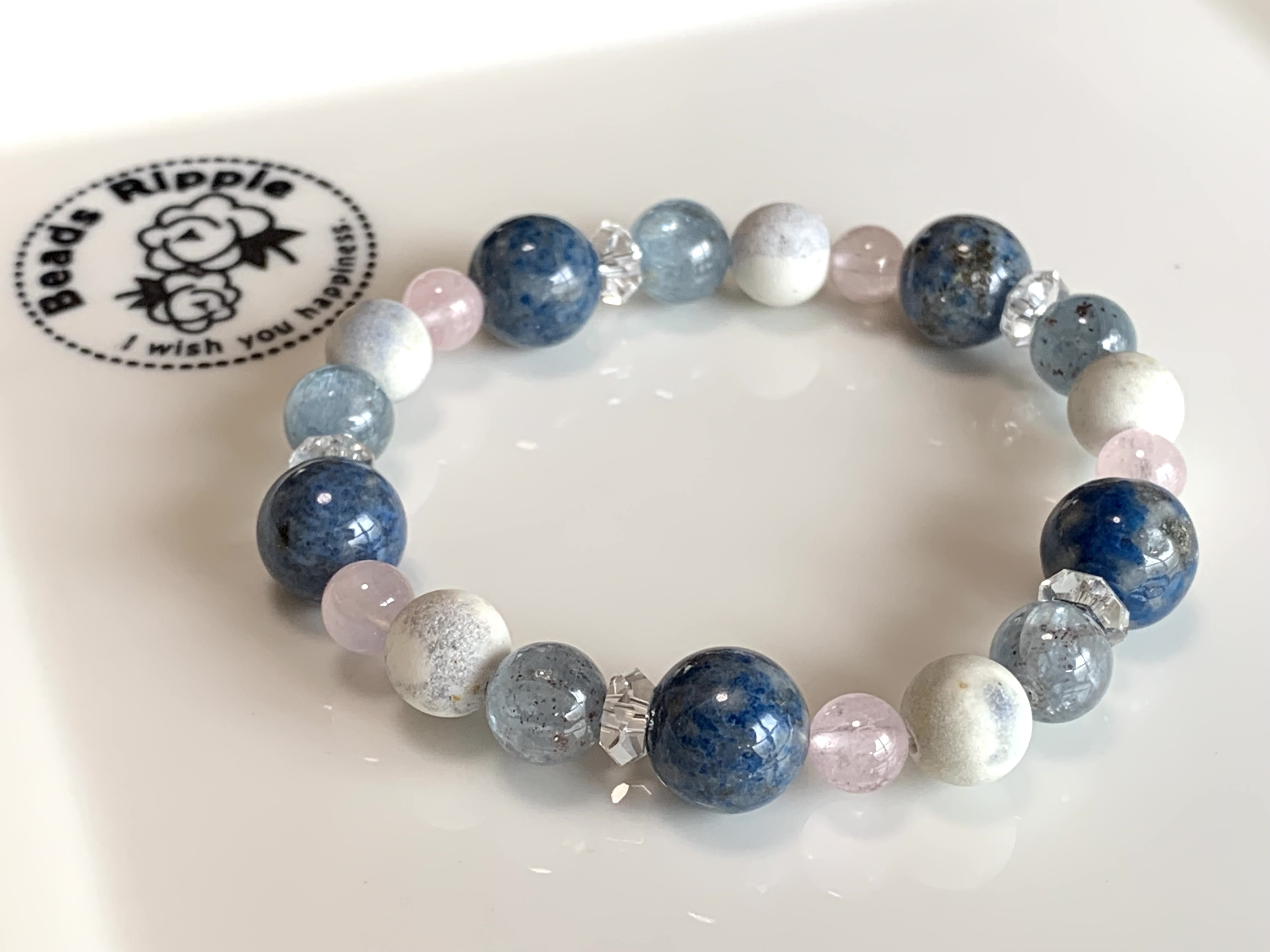 【希少石・日本銘石使用】フェアリースキンサファイアとラピスマラカイトのブレスレット