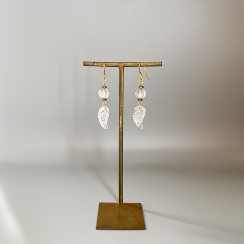 天使⭐︎天然石 水晶 ピアス イヤリング エンジェル アクセサリー