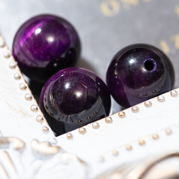 SSS パープルタイガーアイ 虎目がより濃い 紫虎目石 紫色 天然石