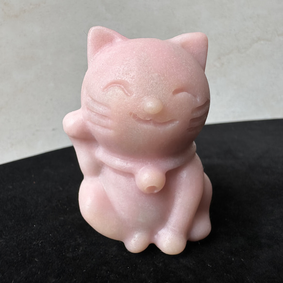 クリスマスツリー特価！ 天然石ピンクオパールの招き猫 置物 彫物 招き猫 yukari 通販 その他