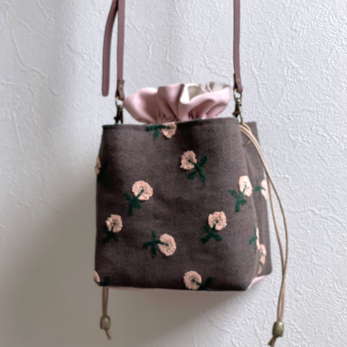 ⚮̈ミナペルホネン sky flower ブルーグリーン ネリオバッグ あおり  