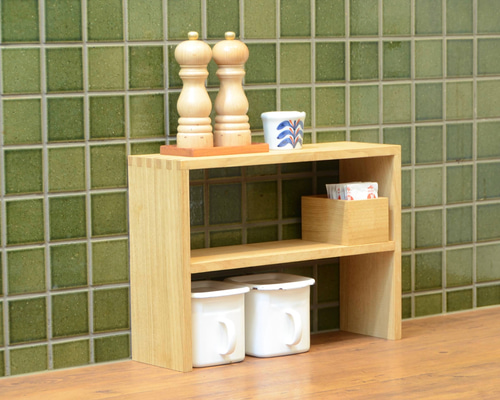 栗無垢材 コの字ラック 二段 棚・シェルフ・ラック ma-wood 通販