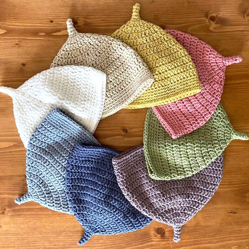 手触りサラリ♡ベビーのどんぐり帽子* コットン とんがり帽子 ベビーの  