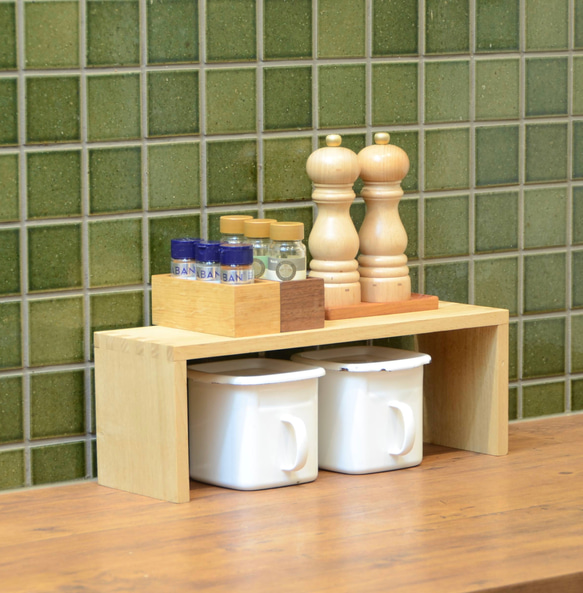 栗無垢材　コの字ラック一段 1枚目の画像