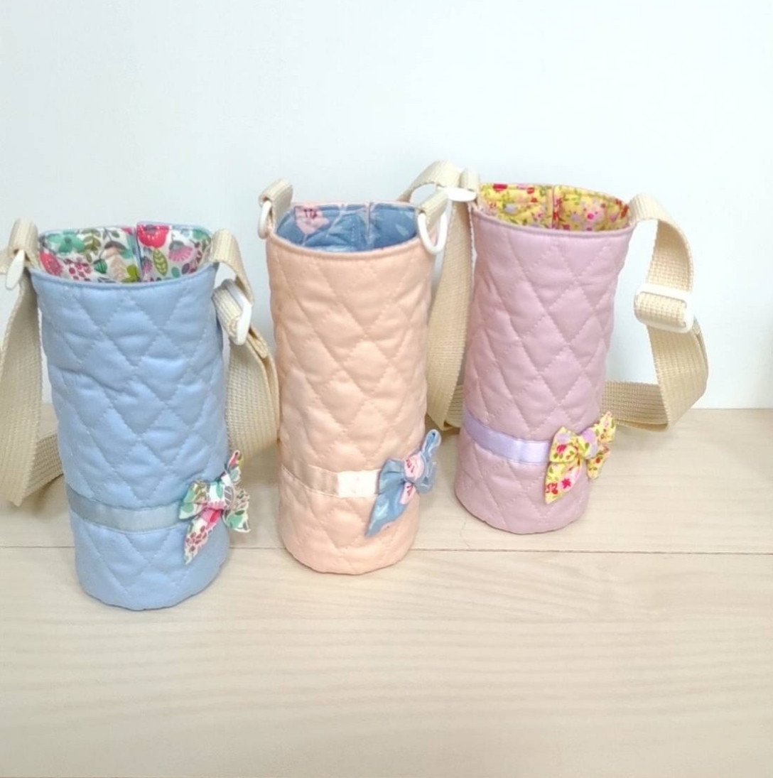 ハンドメイド　オーダー　水筒　カバー　リボン 送料込み】大人も子供も大好き♡大きなリボンの水筒カバー