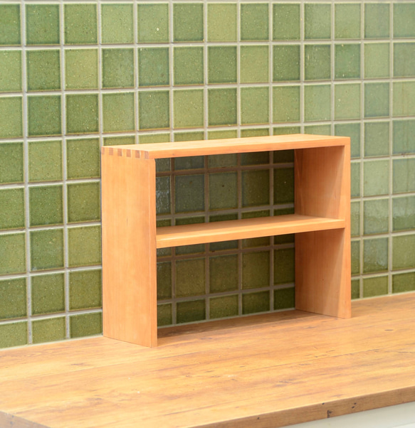 ブラックチェリー無垢材コの字ラック二段 2枚目の画像