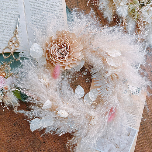 ピンクパンパスグラスのふわふわリース ドライフラワー forsythia 通販