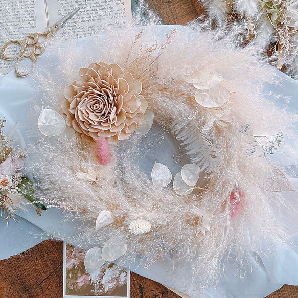 ピンクパンパスグラスのふわふわリース ドライフラワー forsythia 通販