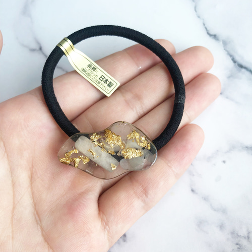 シュシュ  ヘアゴム  パワーストーン  ムーンストーン×龍紋石 シュシュ ヘアゴム パワーストーン ムーンストーン×龍紋石