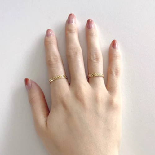 18金 【ビスマルクチェーンリング 11号】イエローゴールド 刻印入 新品！ k18 ビスマルク チェーンリング 11号 幅3mm ゴールドリング k18刻印