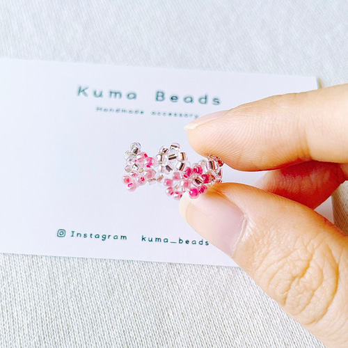 フラワーデザイン ピンクリング ジグザグフラワーのリング ピンク 指輪・リング kuma beads 通販