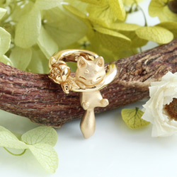 稲荷ぎつねのゴールドピンキーリング お稲荷さまなキツネのピンキーリング(金)(受注生産) 指輪・リング