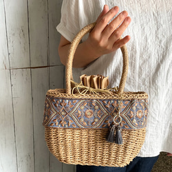 ※お取り置き　刺繍手芸家さま　リボン刺繍　かごバッグ お取り置き 刺繍手芸家さま リボン刺繍 かごバッグ