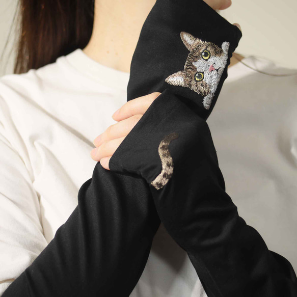 [貓臂套] Kijishiro / 防紫外線 / 100%棉 / 半長米田禮物搭配長袖 第4張的照片