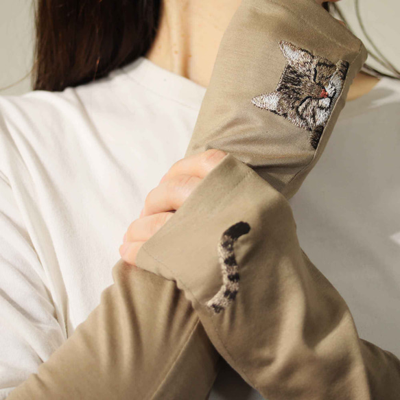 [貓臂套] Kijitora親/防紫外線/100%棉/半長米田禮物搭配長袖 第10張的照片