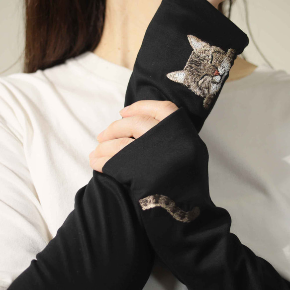 [貓臂套] Kijitora親/防紫外線/100%棉/半長米田禮物搭配長袖 第4張的照片