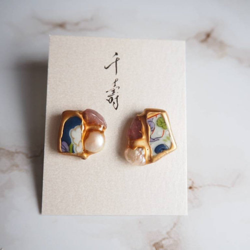 古伊万里焼 金継ぎ ピアス NO.328 ピアス（スタッド・一粒） Senju 
