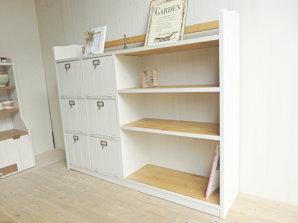 サイズオーダー可○超ワイドアシンメトリーキャビネット○シャビー