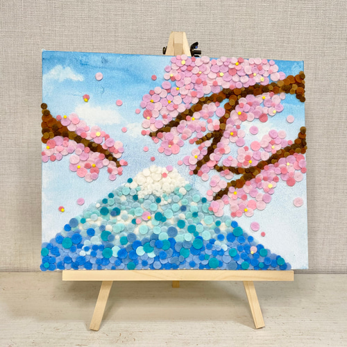 フェルトで描く日本の風景〜富士山と桜〜 絵画 6hiyokko6 通販