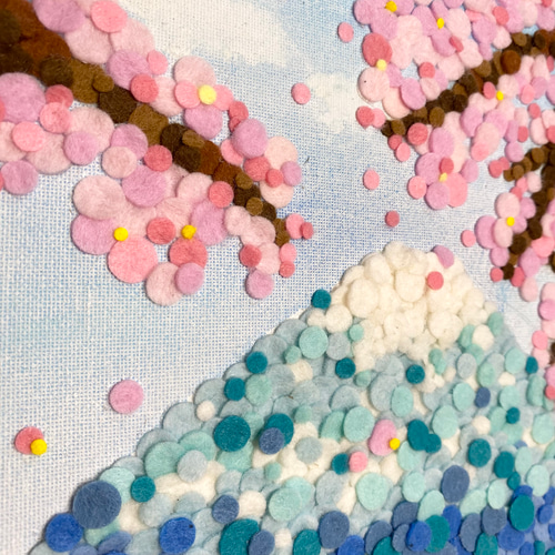 フェルトで描く日本の風景〜富士山と桜〜 絵画 6hiyokko6 通販