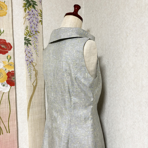 白大島ロールカラープリンセスラインワンピース 雨祝 ワンピース Lotus  