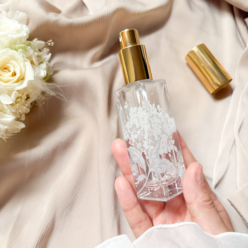 紫陽花のガラスアトマイザー イニシャル 10ミリスプレーボトル 香水