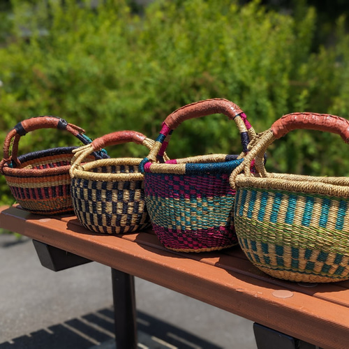 ボルガバスケット 緑 ガーナ アフリカンかご フルーツバスケット かご