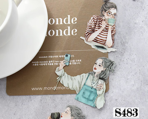 S483コラージュ素材】切売 海外PETステッカー 女子 人物 マステ