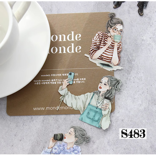 S483コラージュ素材】切売 海外PETステッカー 女子 人物 マステ