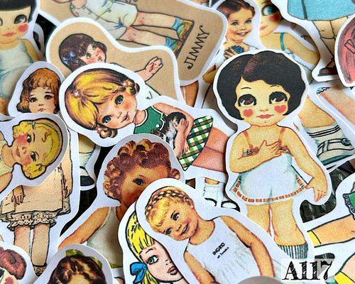 送料無料【A117コラージュ素材】シール 女の子 人物 ジャンク