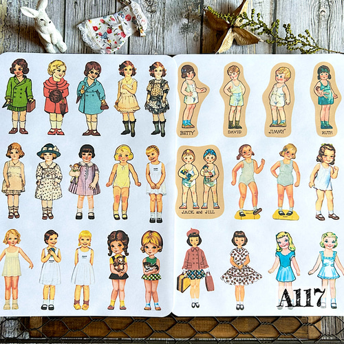 送料無料【A117コラージュ素材】シール 女の子 人物 ジャンク