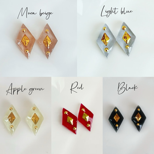♡送料無料♡ ひし形ダイヤ ピアス/イヤリング ステンレス 樹脂ポスト
