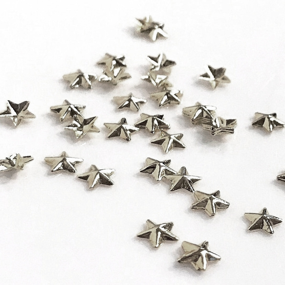 ネイル デコ パーツ スタッズ 高品質 星 シルバー 銀 3mm 3.5mm 4mm (D171、D257、D282) 2枚目の画像