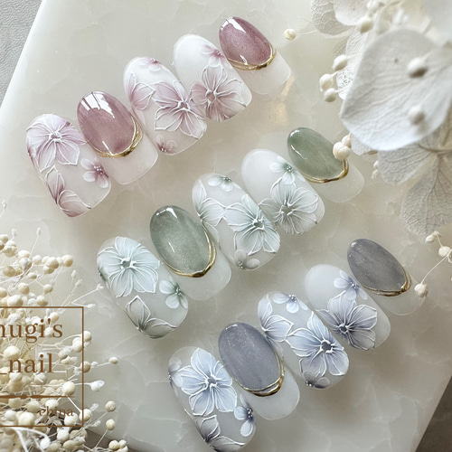 ネイルチップ No.134 フラワーネイル nail ジェルネイル ネイルチップ  