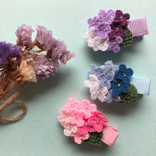 桜♡お花見♡ベビーヘアクリップ ヘアゴム ハンドメイド商品