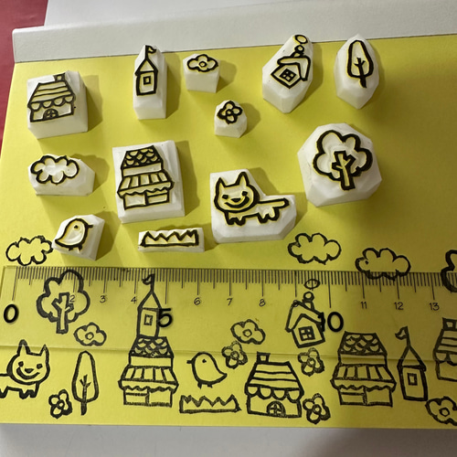 ハンドメイド 消しゴムはんこ 12個セット 印面のみ その他素材 中とろ 
