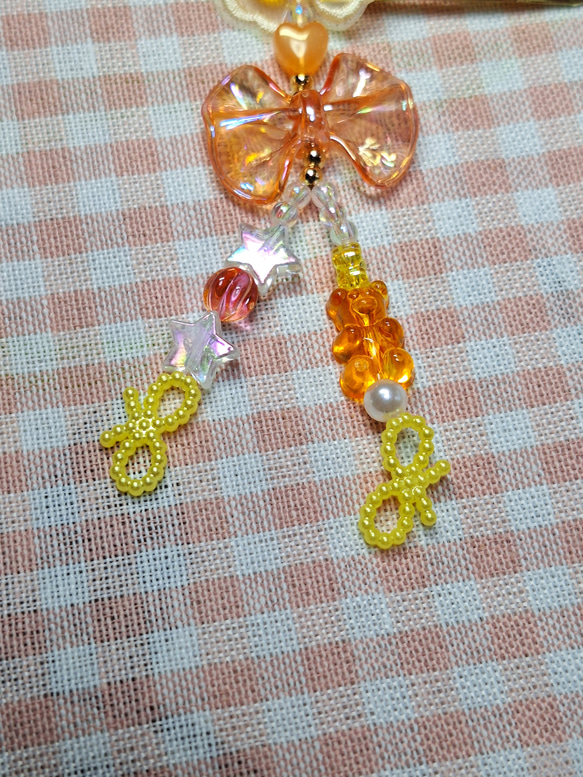キラキラ✨ビーズのヘアアクセサリー*花飾り*(オレンジ&ブルー系) 5枚目の画像