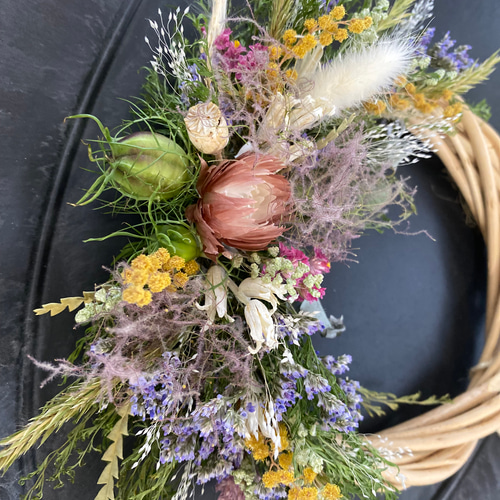 彩り紫陽花のドライフラワーリース 彩り紫陽花のドライフラワーリース