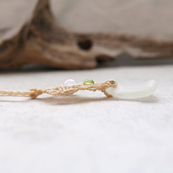 シーグラスとムーンストーンとペリドット天然石マクラメネックレスmac378エスニックアジアンエキゾチックアレルギーフリー 9枚目の画像