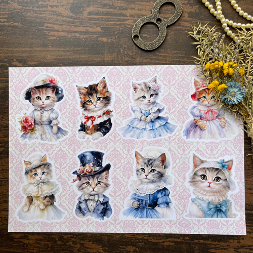 DP13】デザインペーパー ヴィクトリアンキャット 包装紙・ラッピング